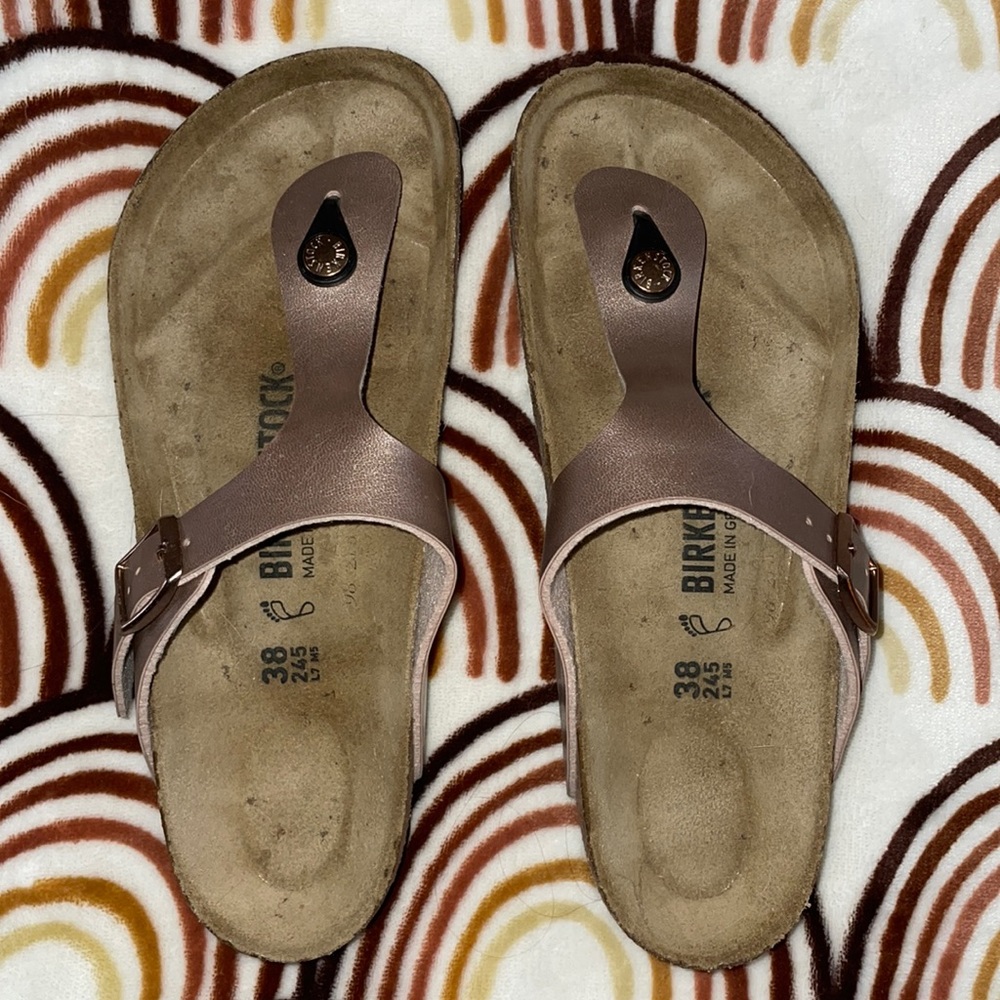 Birkenstock Gizeh Birko Flor - Size 38 - Metallic Copper